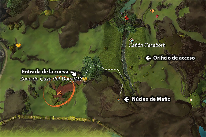 Foto de Mapa mostrando ambos puntos de acceso al Núcleo de Mafic